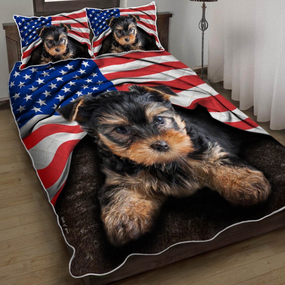 Yorkshire Terrier American Patriot Quilt Bedding Set