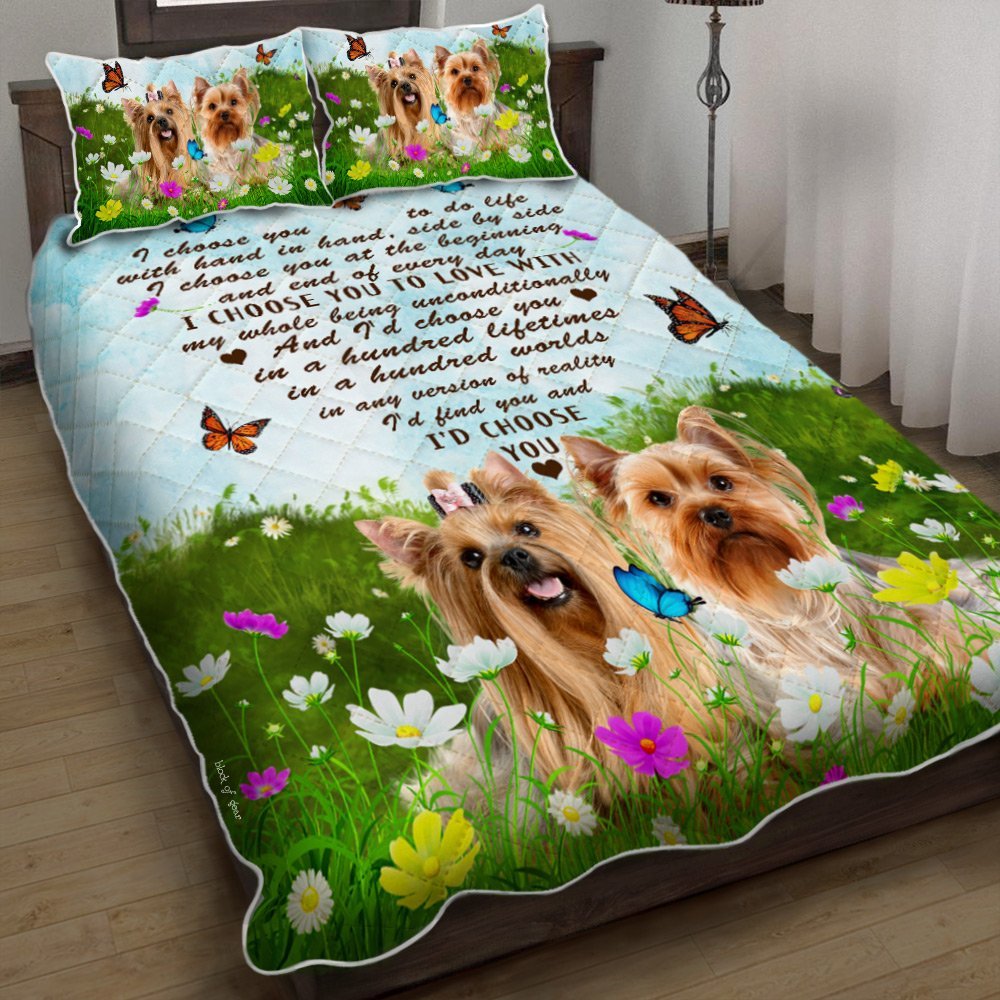 Yorkshire Terrier Couple I Choose You Quilt Bedding Set