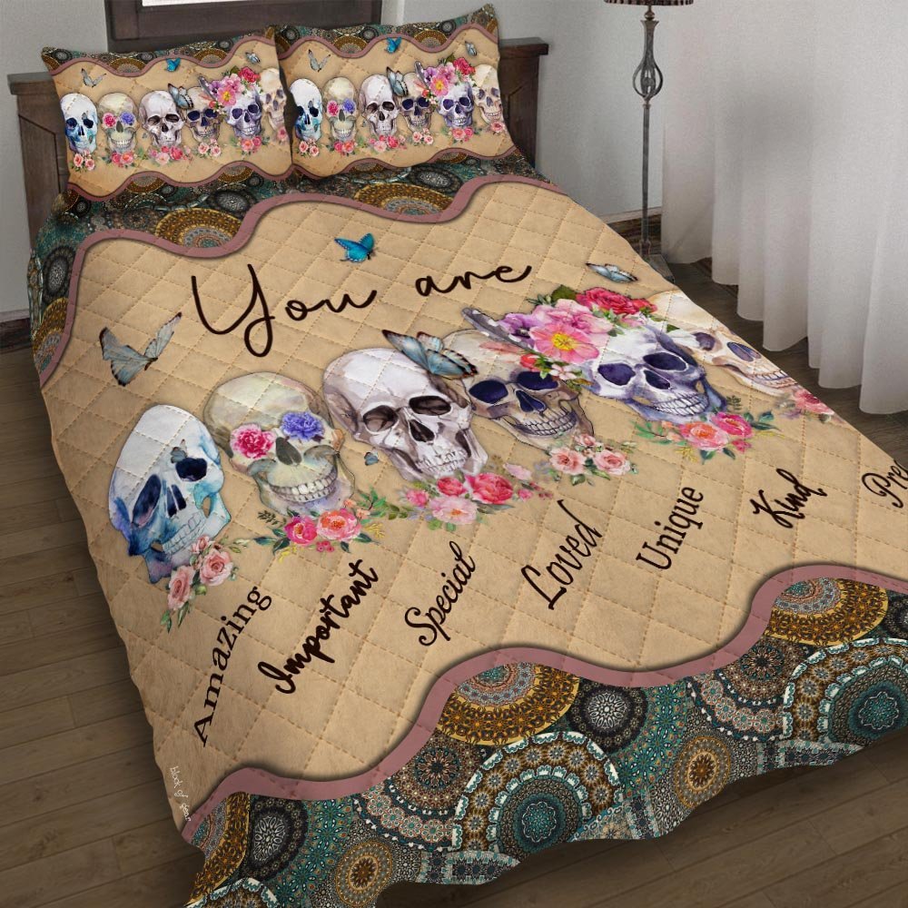 You Are Amazing Important Skull Quilt Bedding Set