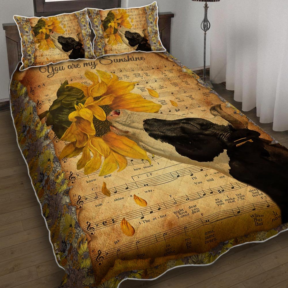 You Are My Sunshine Cow Music Sheet Quit Bed Set