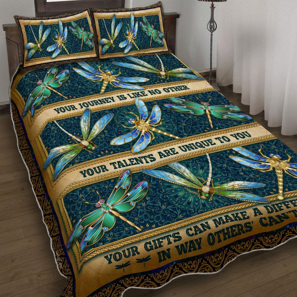 Your Journey Is Like No Other Dragonfly Hippie Quilt Bedding Set