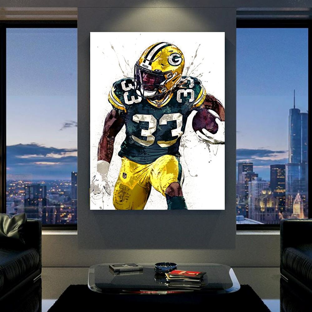 Aaron Jones Poster Green Bay Packers Canvas Wrap Man Cave 2