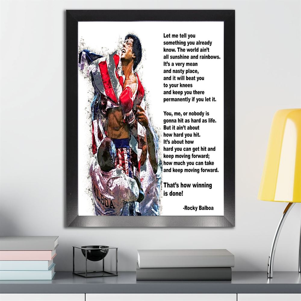 Rocky Balboa Poster Inspirational Quote Canvas Wrap Gym 2