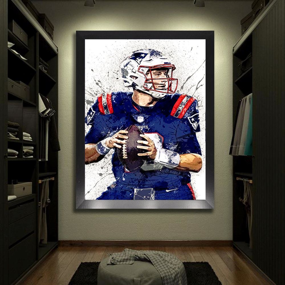 Mac Jones Poster New England Patriots Canvas Wrap Man Cave 2