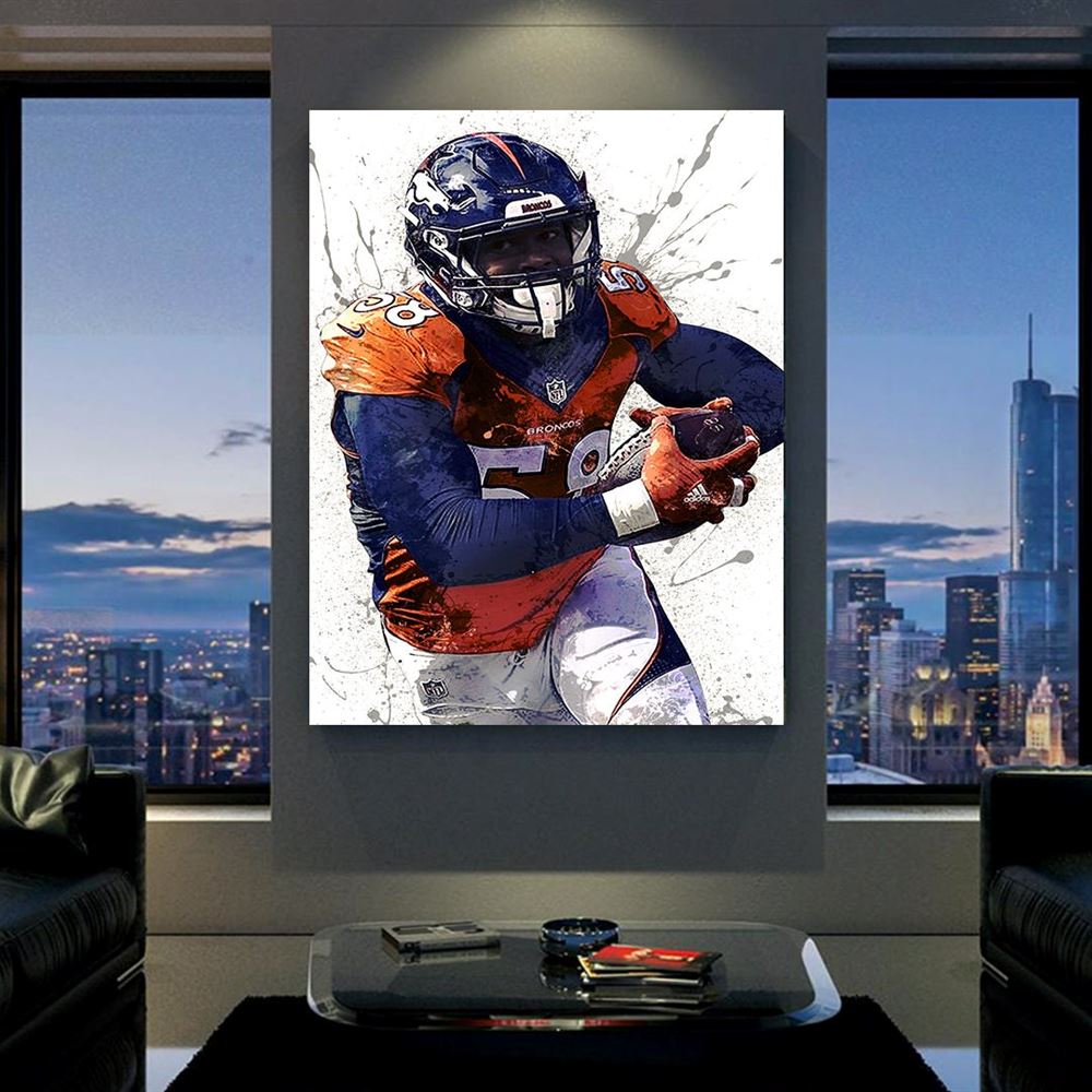 Von Miller Poster Denver Broncos Canvas Wrap Kids Room Man 2