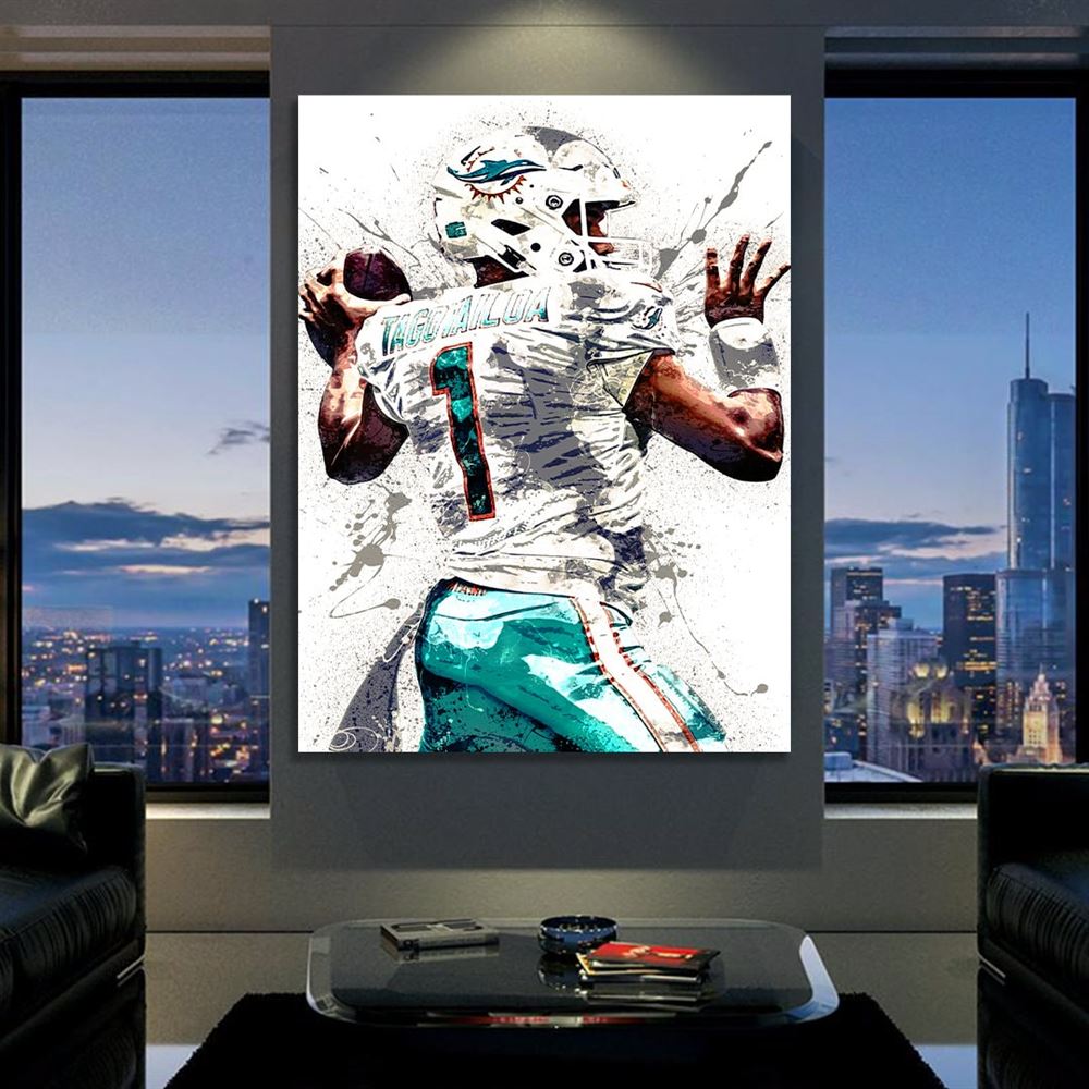 Tua Tagovailoa Poster Miami Dolphins Canvas Wrap Kids Room 2