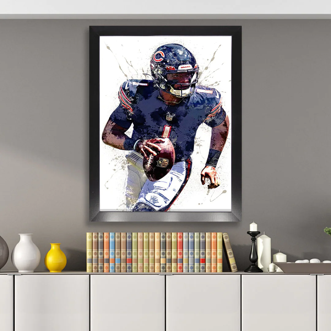 Justin Fields Poster Print Chicago Bears Canvas Wrap Man 2