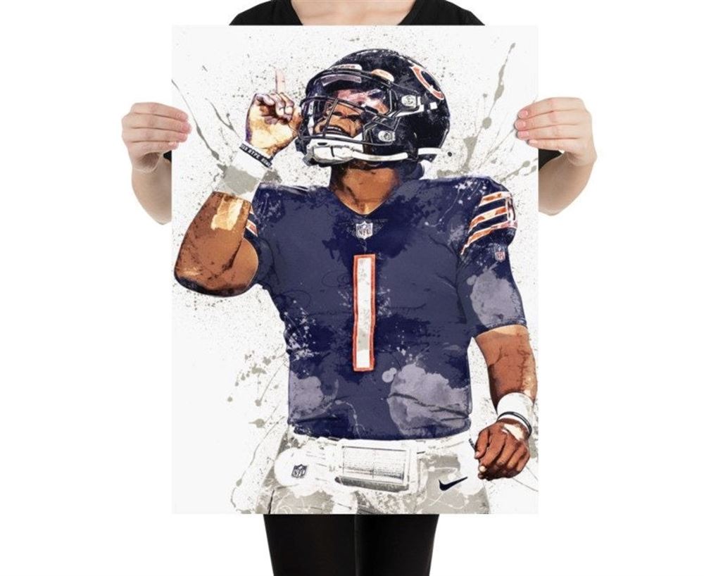 Justin Fields Chicago Bears Poster Print-canvas Wrap Man 2