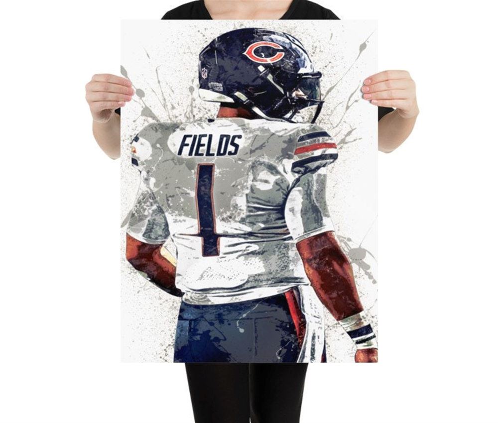 Justin Fields Chicago Bears Poster Print-canvas Wrap Man Cave 2