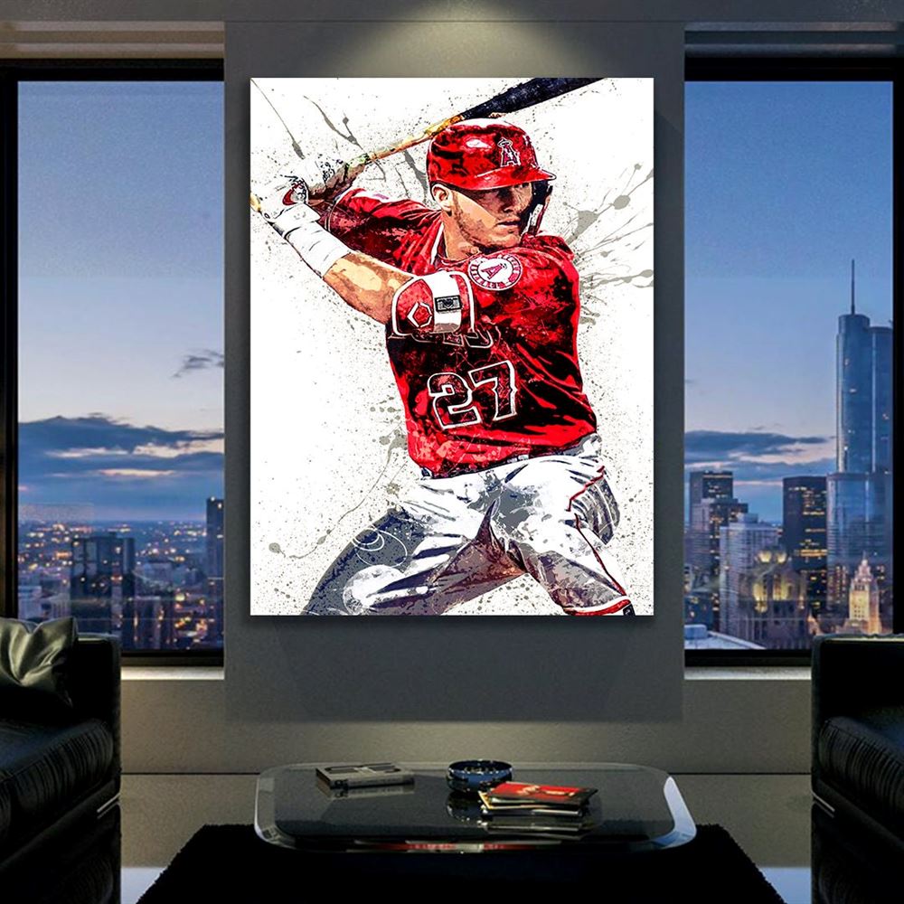 Mike Trout Poster Los Angeles Angels Canvas Wrap Man Cave 2