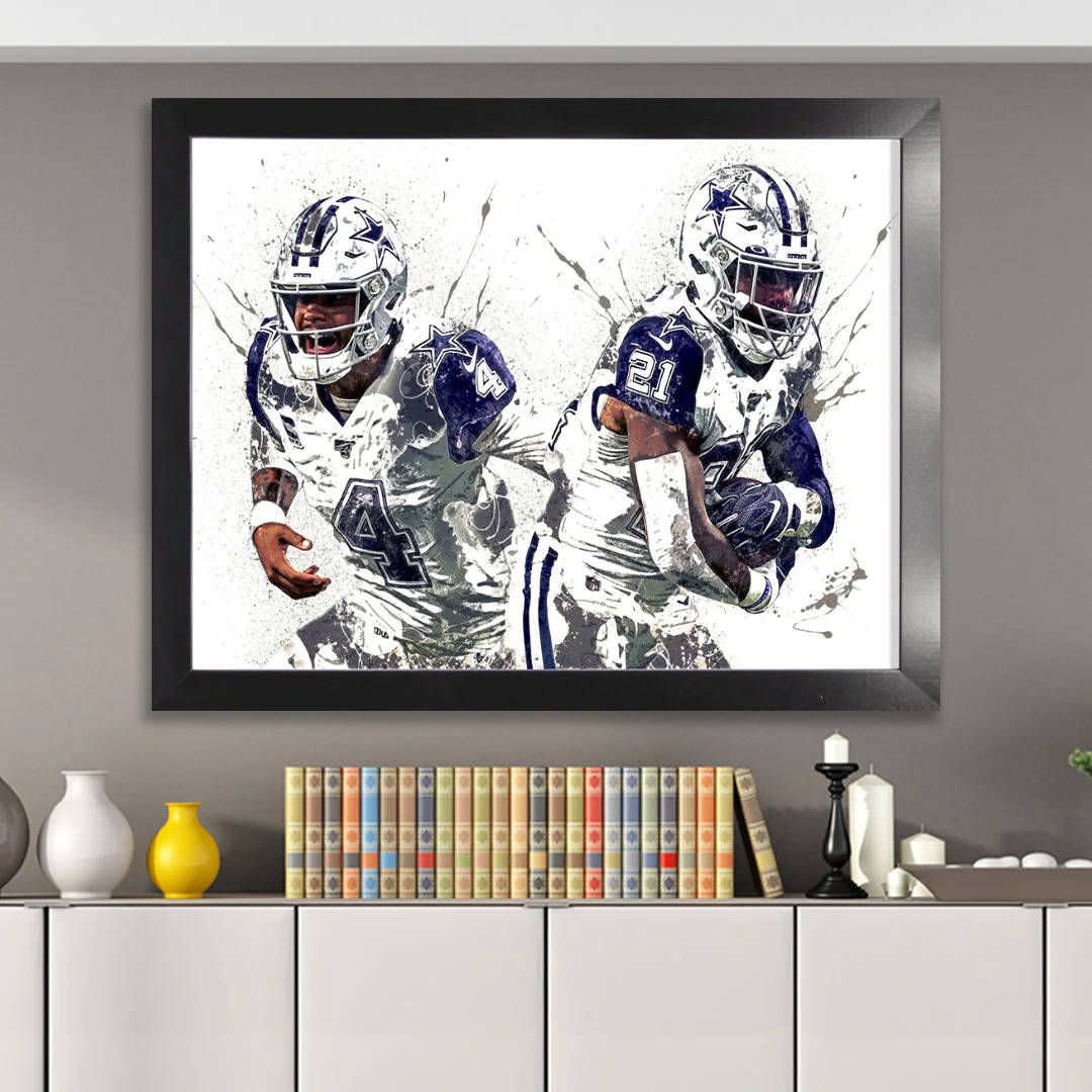 Dak Prescott Ezekiel Elliott Poster Dallas Cowboys Canvas 2