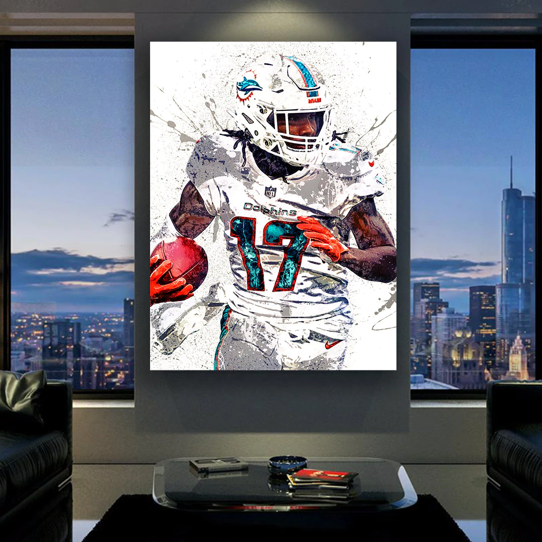 Jaylen Waddle Poster Miami Dolphins Canvas Wrap Kids Room 2