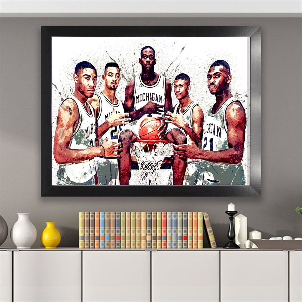 Fab 5 Poster Michigan Wolverines Canvas Wrap Kids Room Man 2