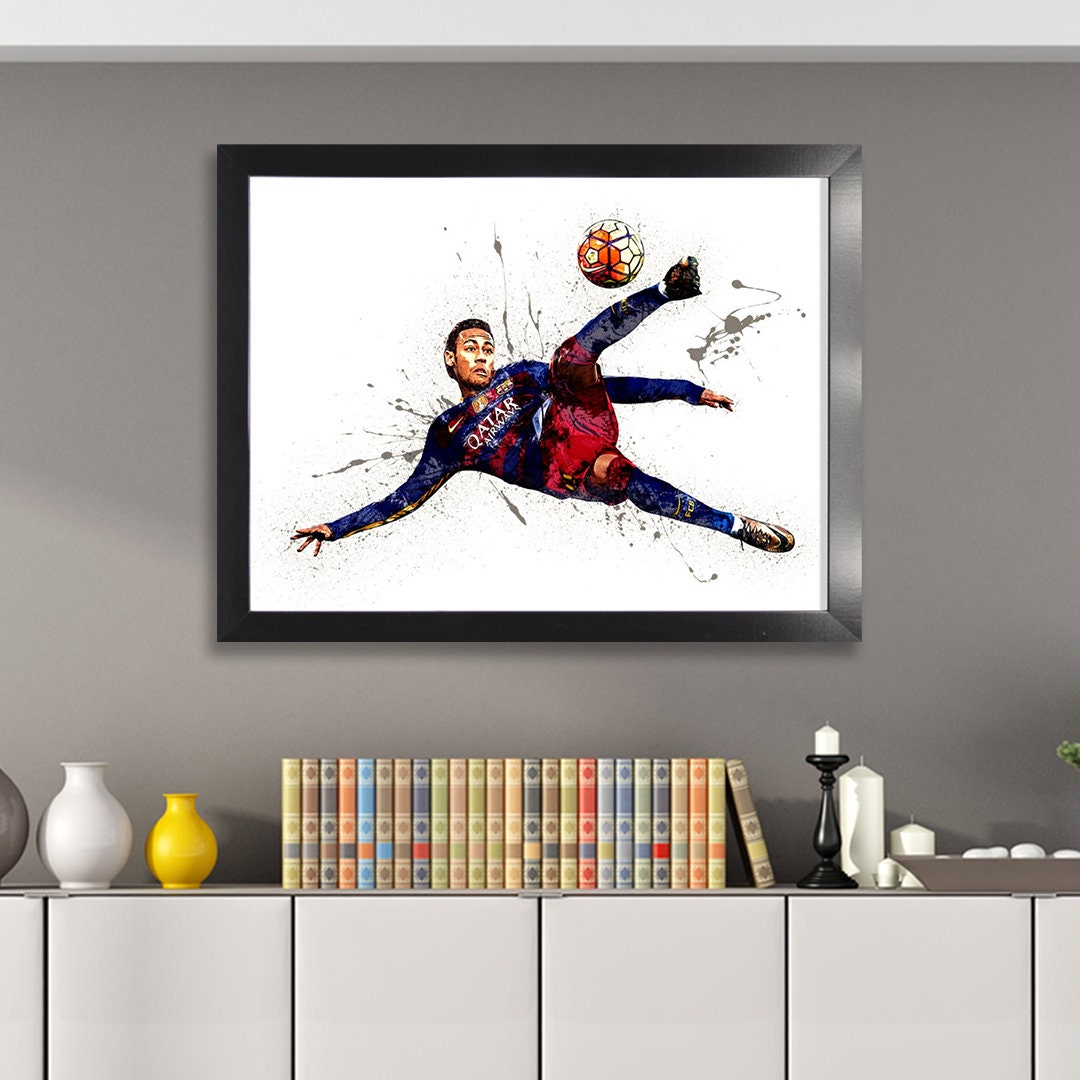 Neymar Poster Iconic Kick Canvas Wrap Fine Art Quality Man 2