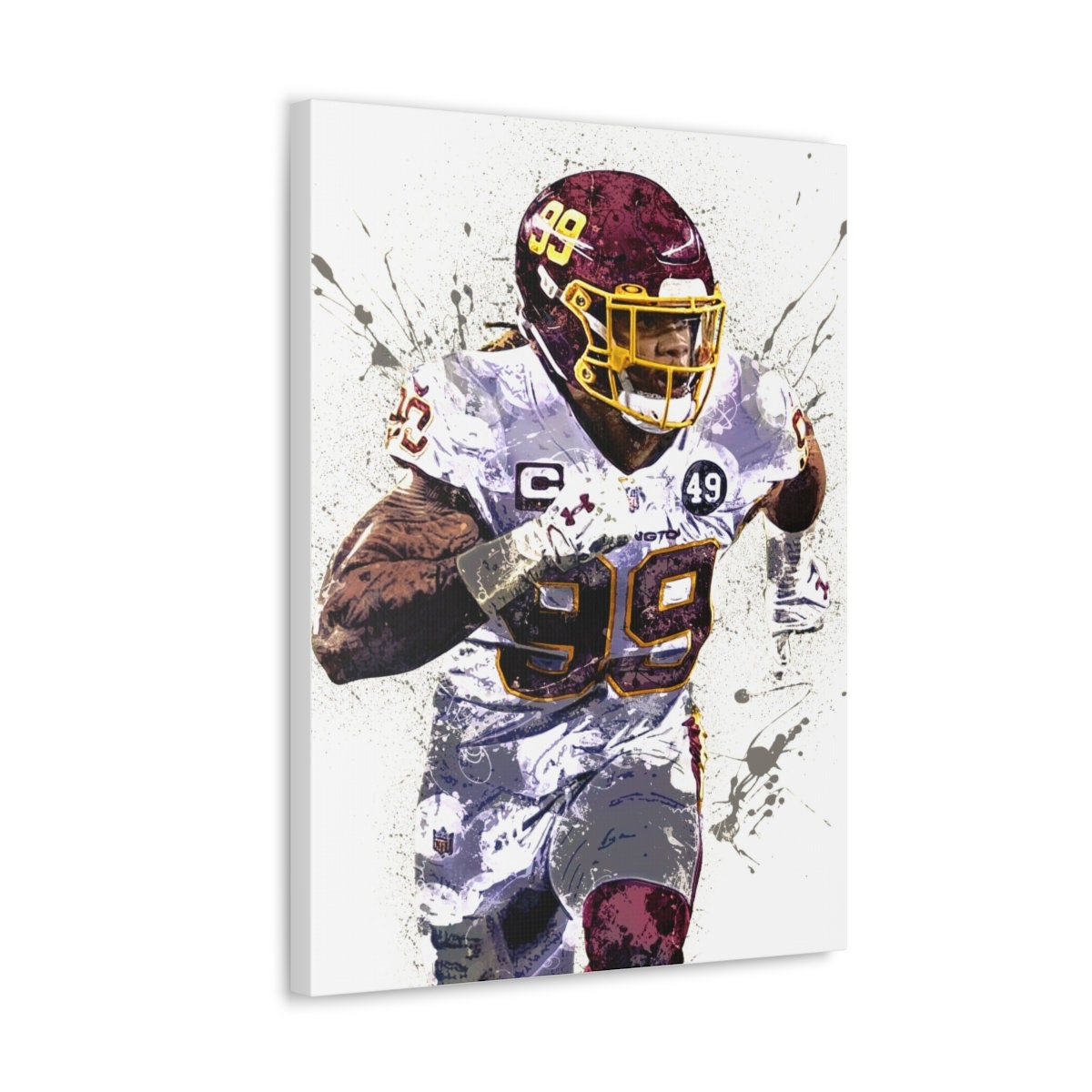 Chase Young Poster Washington Commanders Canvas Wrap Kids 2