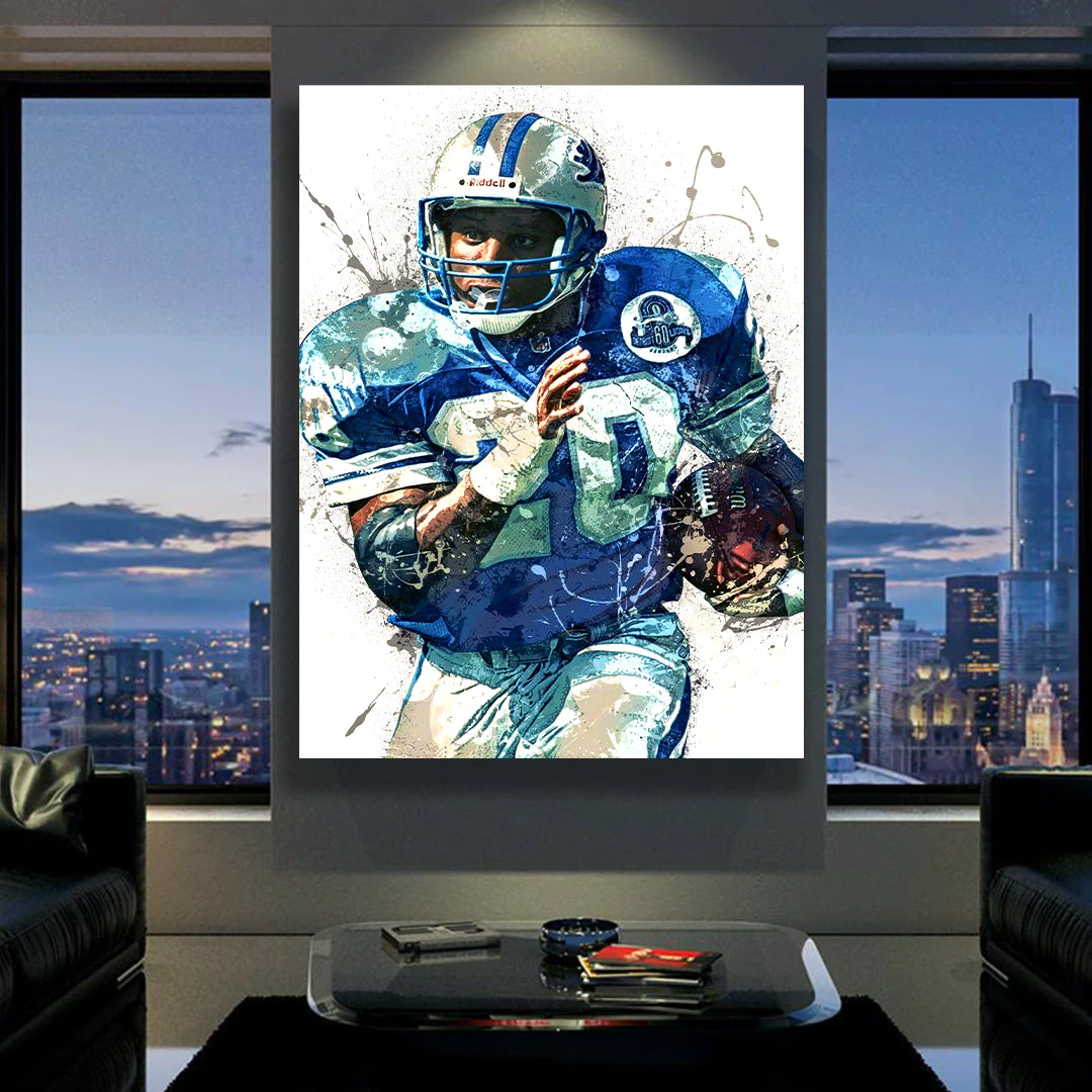 Barry Sanders Detroit Lions Poster Canvas Wrap Man Cave 2