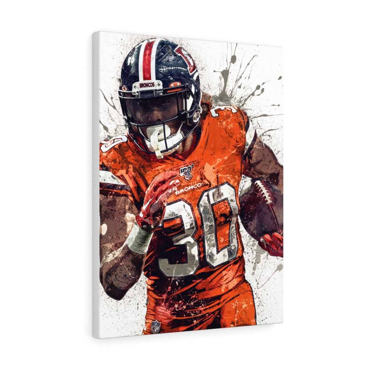 Phillip Lindsay Poster Denver Broncos Canvas Wrap Kids 2