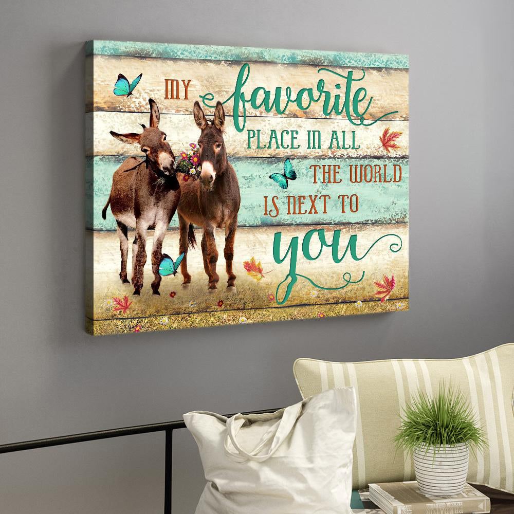 Awesome Canvas Donkey Hanging Wall Art Decor - My Favotite Place In All The World Is