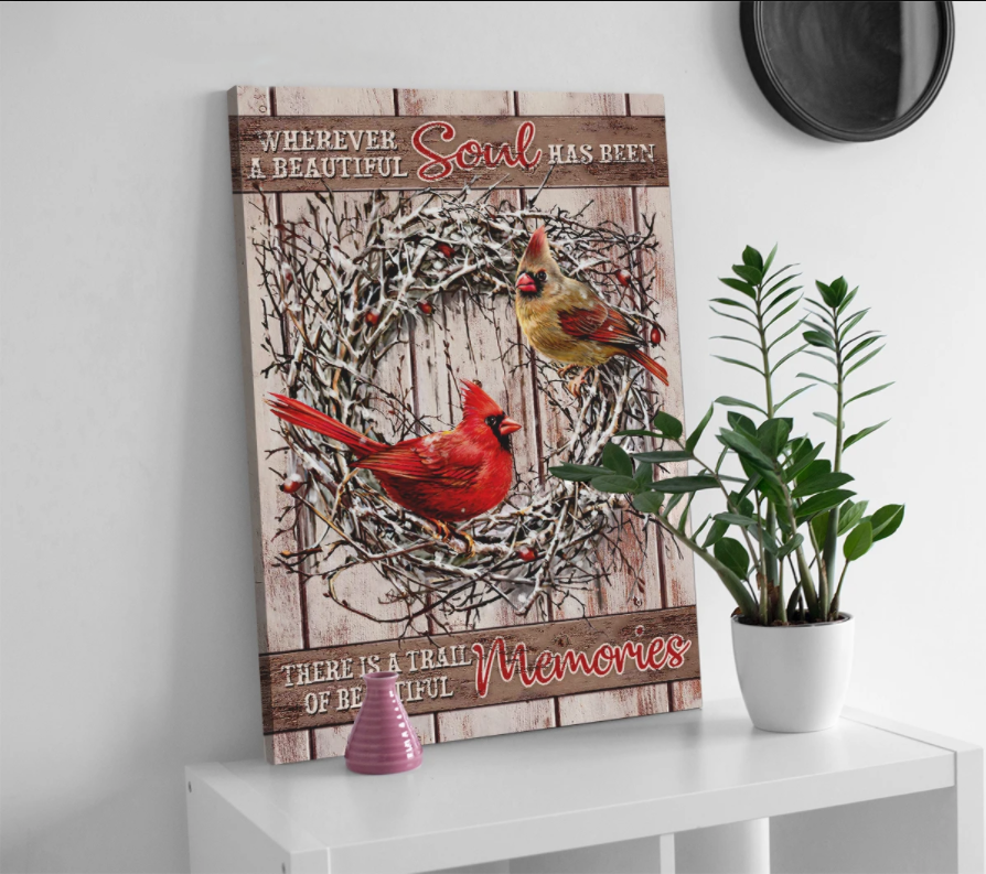 Awesome Canvases Cardinal Art Wall Gift Ideas For Memorial - Wherever A Beautiful Soul