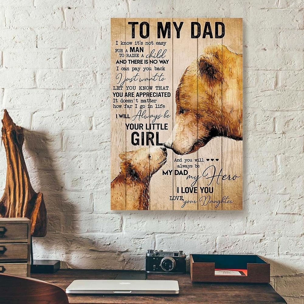 Bear Canvas For Fathers Day Gift From Daughter Bear Wall Art For Dad Bear Lover