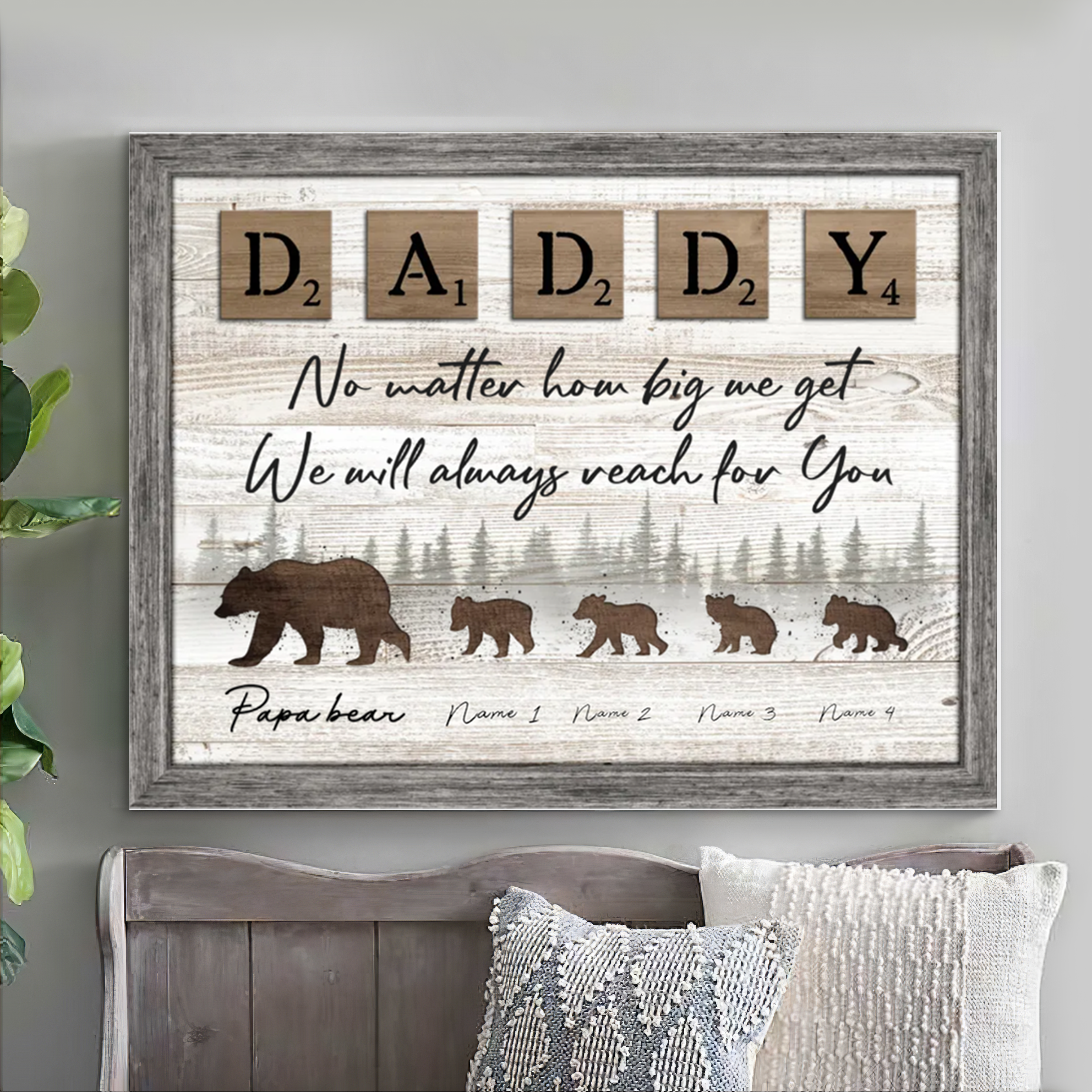 Best Gift For Fathers Day Personalized Gift For Dad Papa Bear Canvas Print Fathers Day Canvas