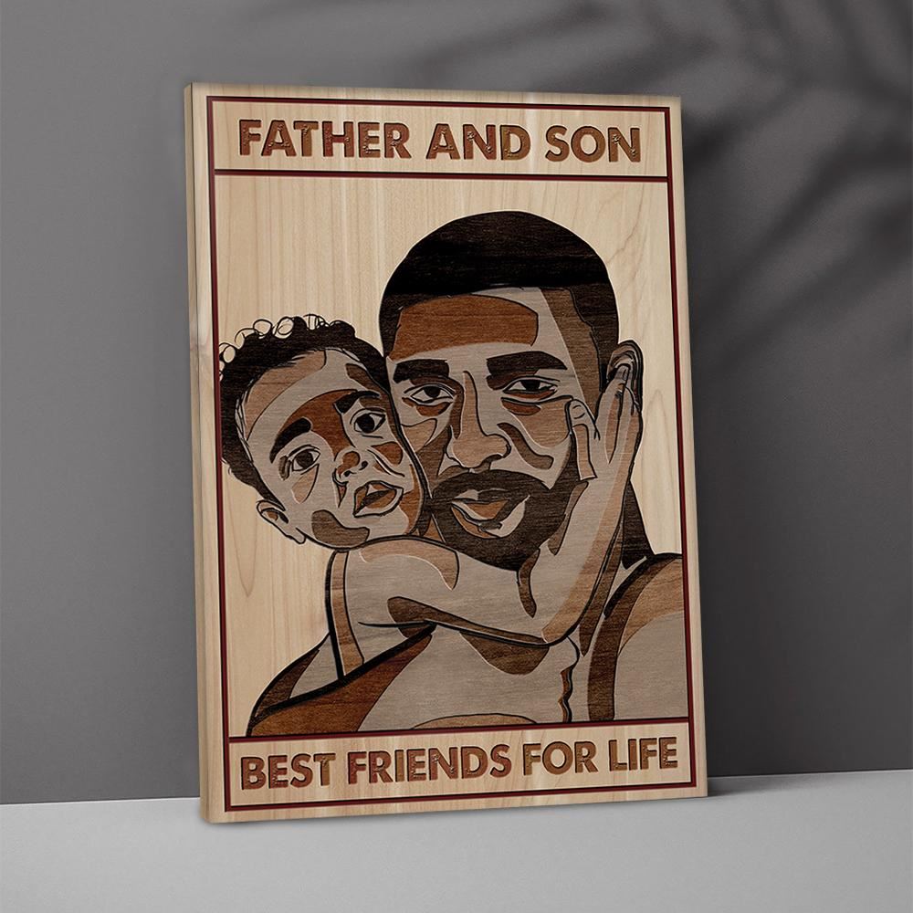 Black Father And Son Canvas Gift For Dad Son Father And Son Best Friends For Life Canvas Home Decor