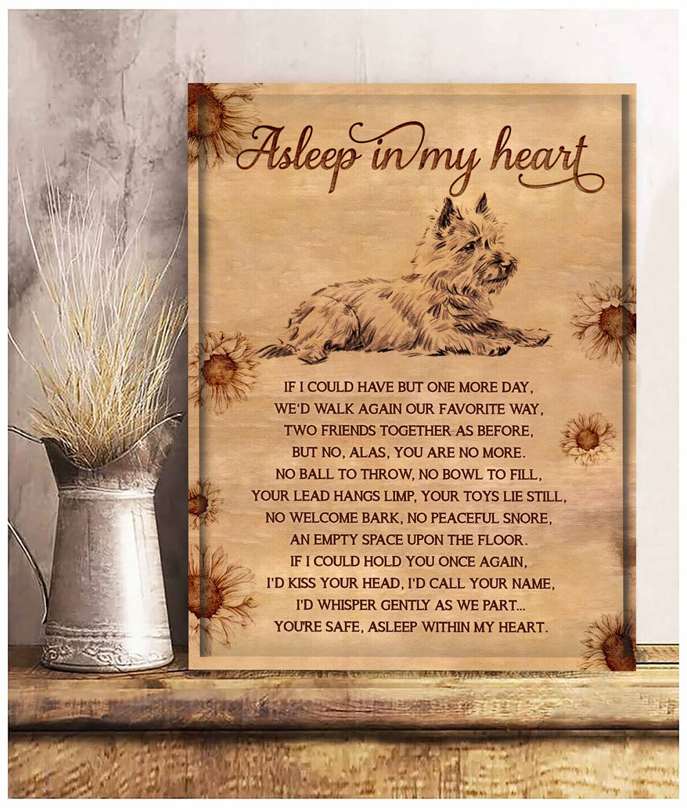 Cairn Terrier Asleep In My Heart Canvas Wall Art