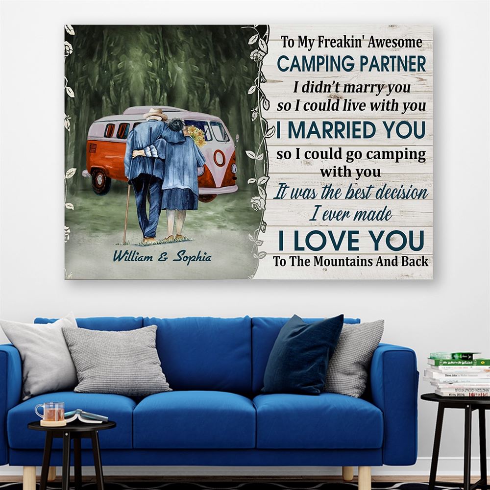 Camping Custom Canvasposter To My Freaking Awesome Camping Partner Couple Personalized Gift