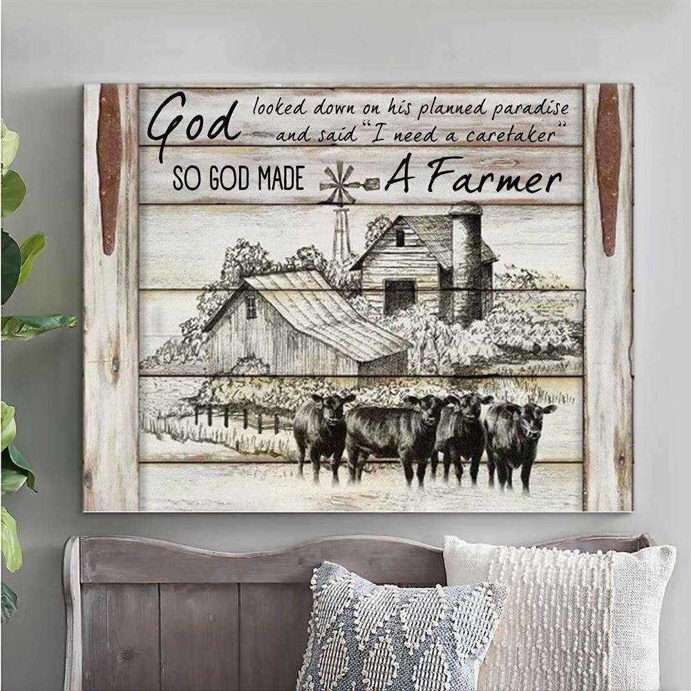 Canvas-cow So God Made A Farmer Wall Art Canvas - Canvas Prints