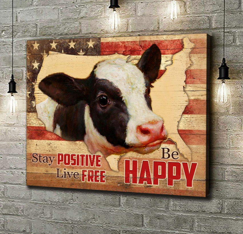 Canvas - Cow - Stay Positive