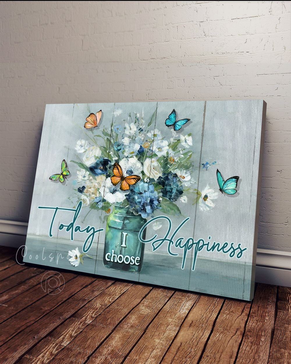 Canvas - Hippie - Today I Choose Happiness - Butterflies Flowers