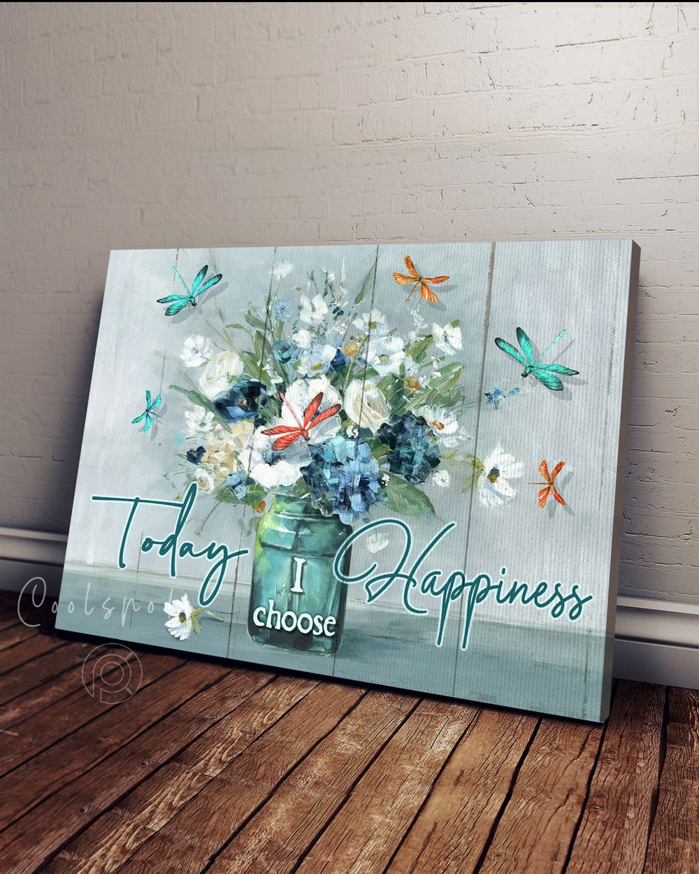 Canvas - Hippie - Today I Choose Happiness - Dragonflies Flowers