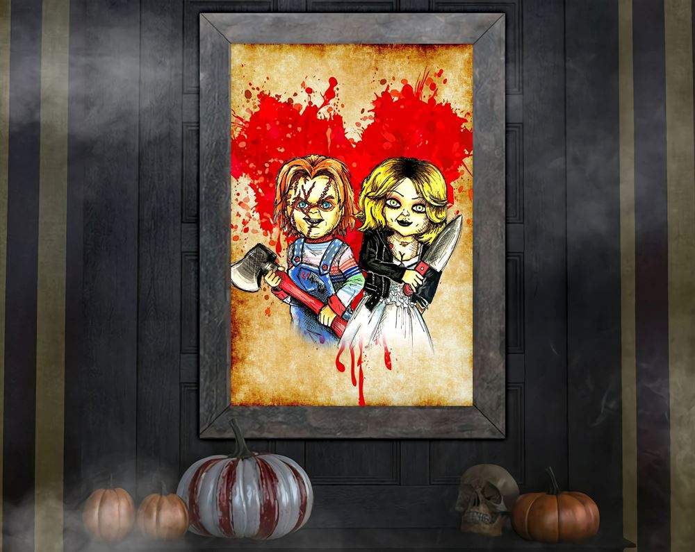 Chucky And Tiffany Halloween Poster House Decor