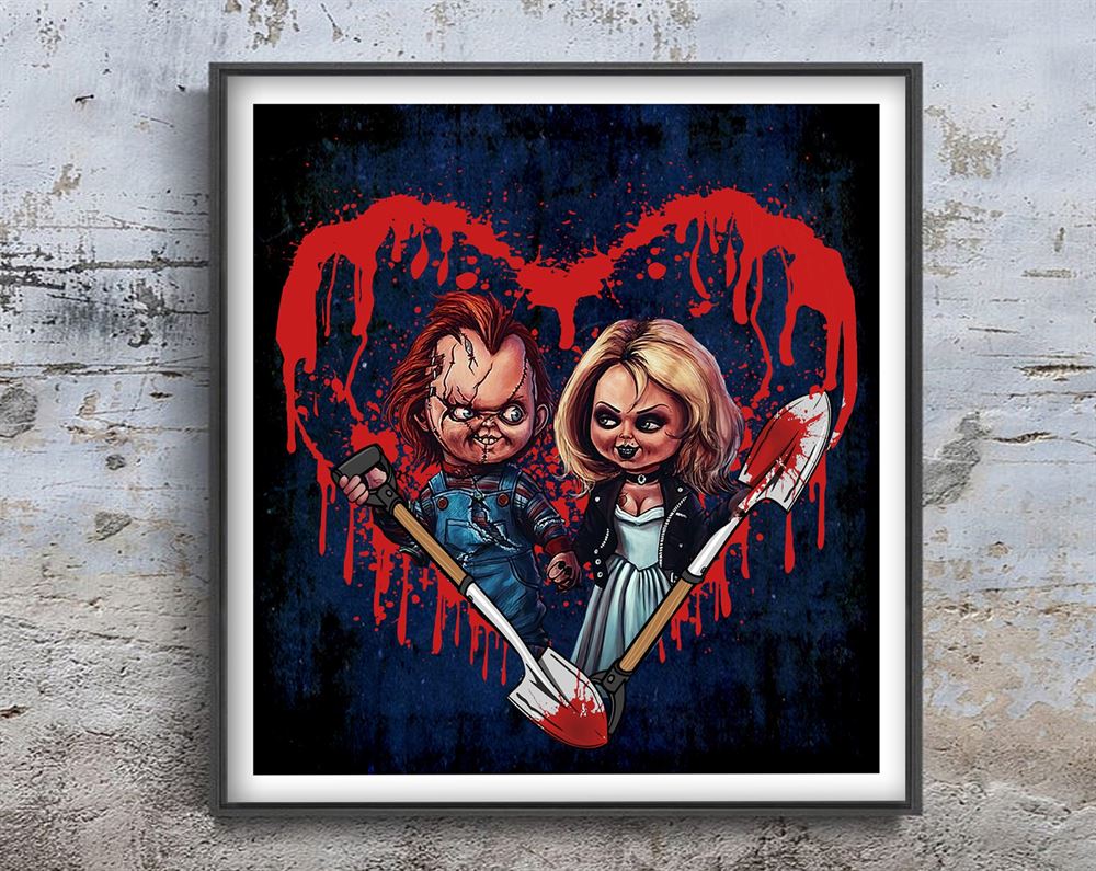 Chucky And Tiffany Valentine Halloween Poster Wall Art Decor