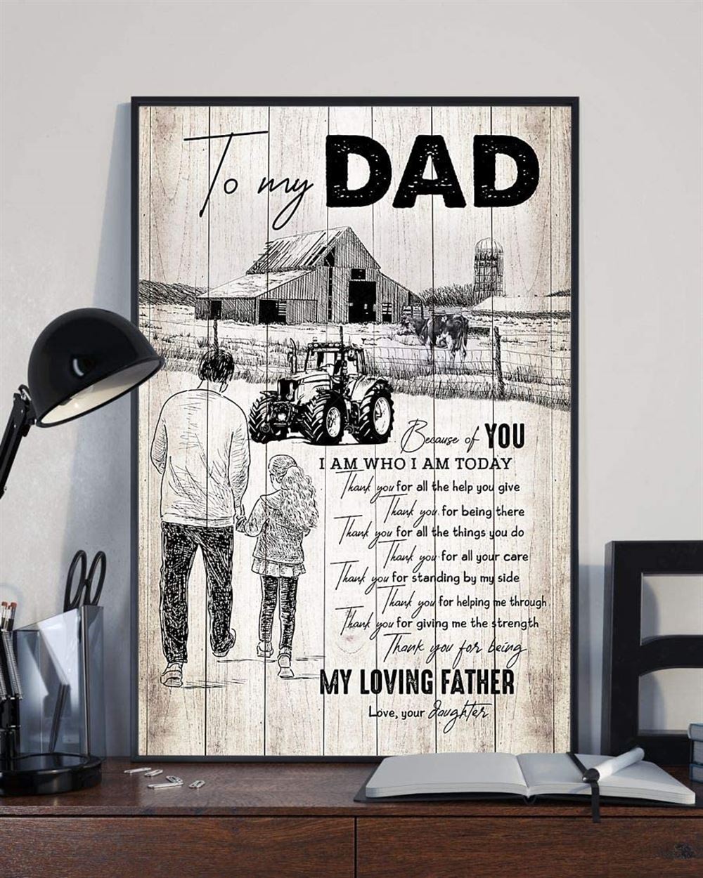 Coolest Tees Personalized To My Dad Farmer Poster Gifts For Dad From Daughter Because Of You I Am Wh