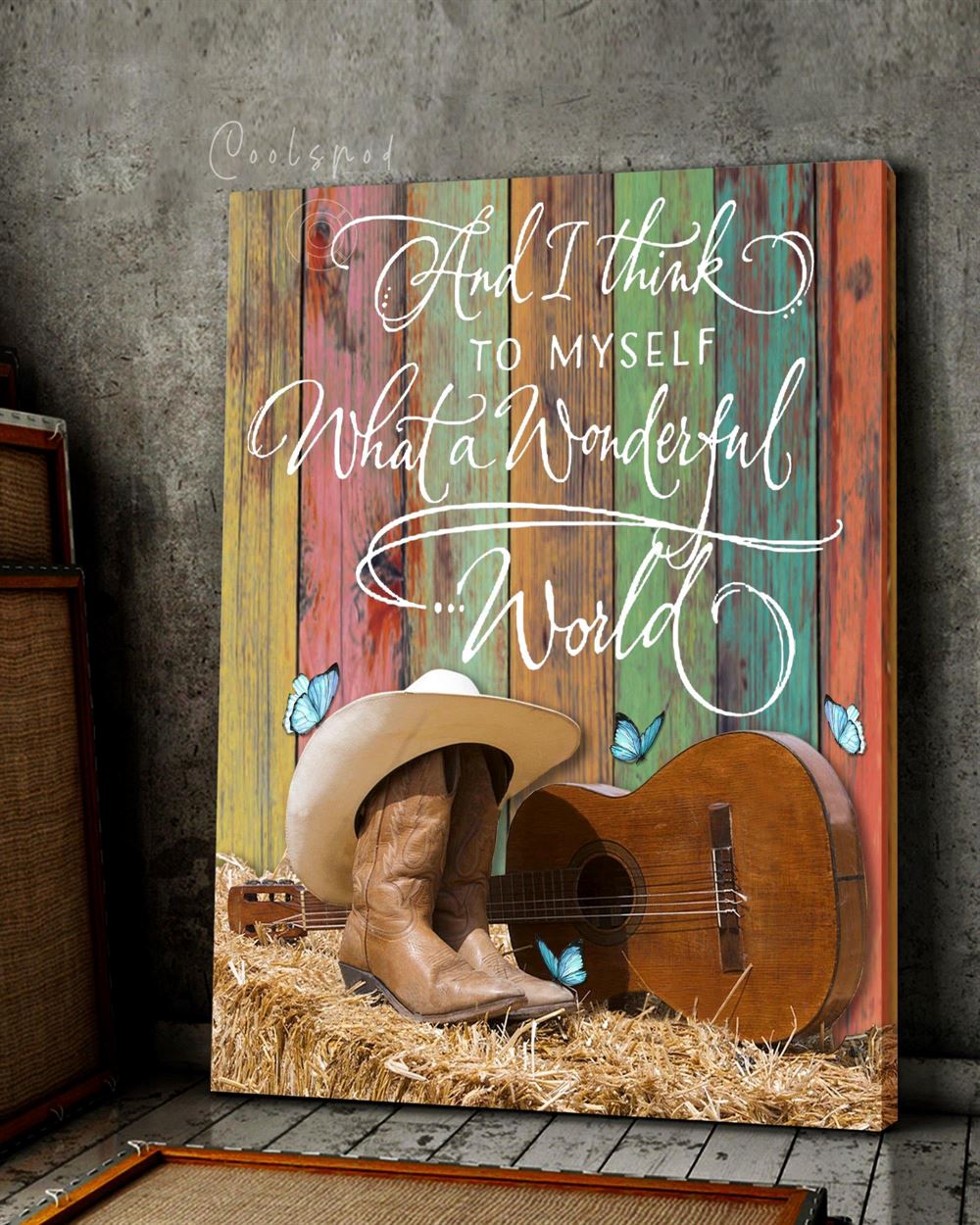 Cowboy Wonderful World Oop Wall Art Canvas