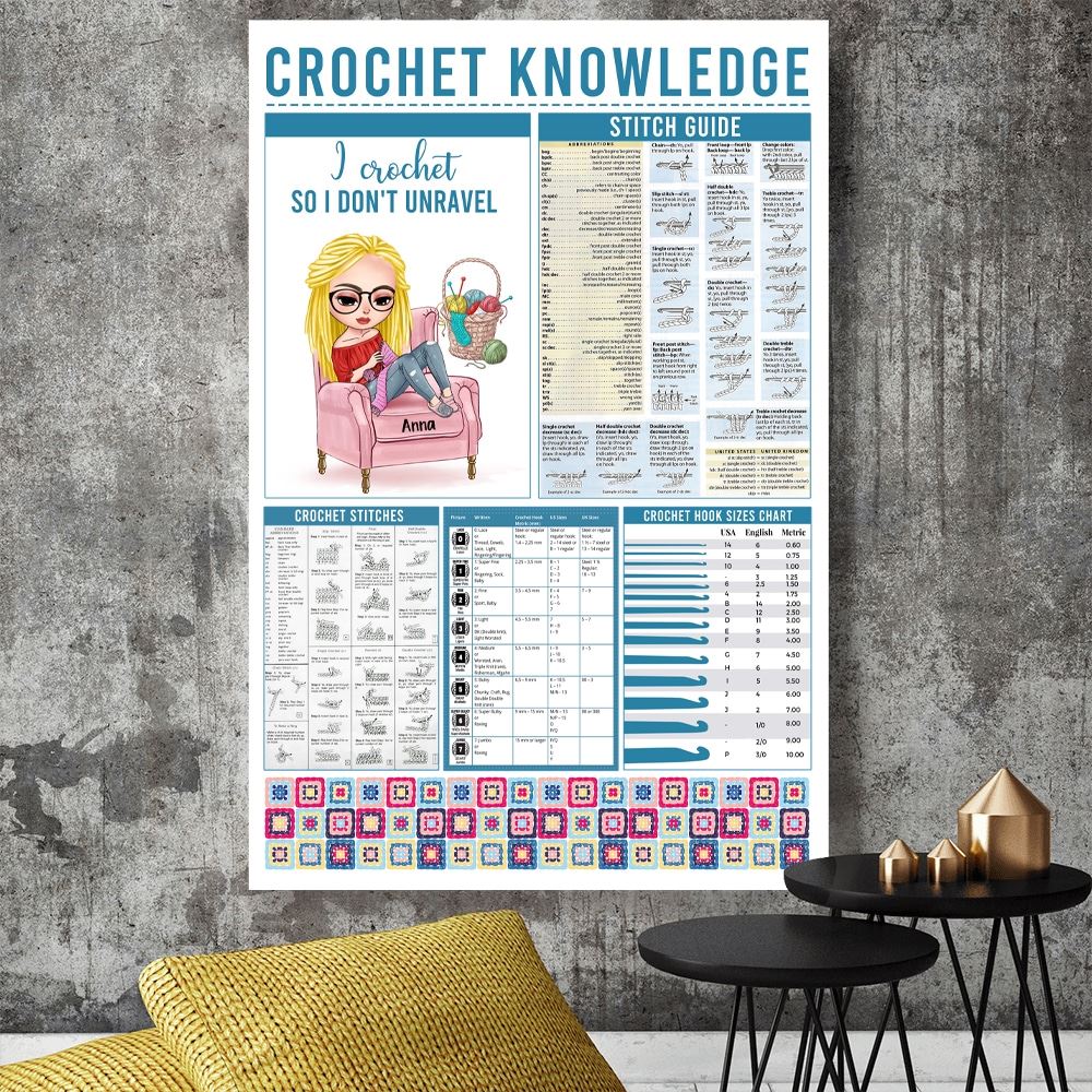 Crochet Knowledge I Crochet So I Dont Unravel Personalized Canvas Poster Print Gift For Crochet Lovers