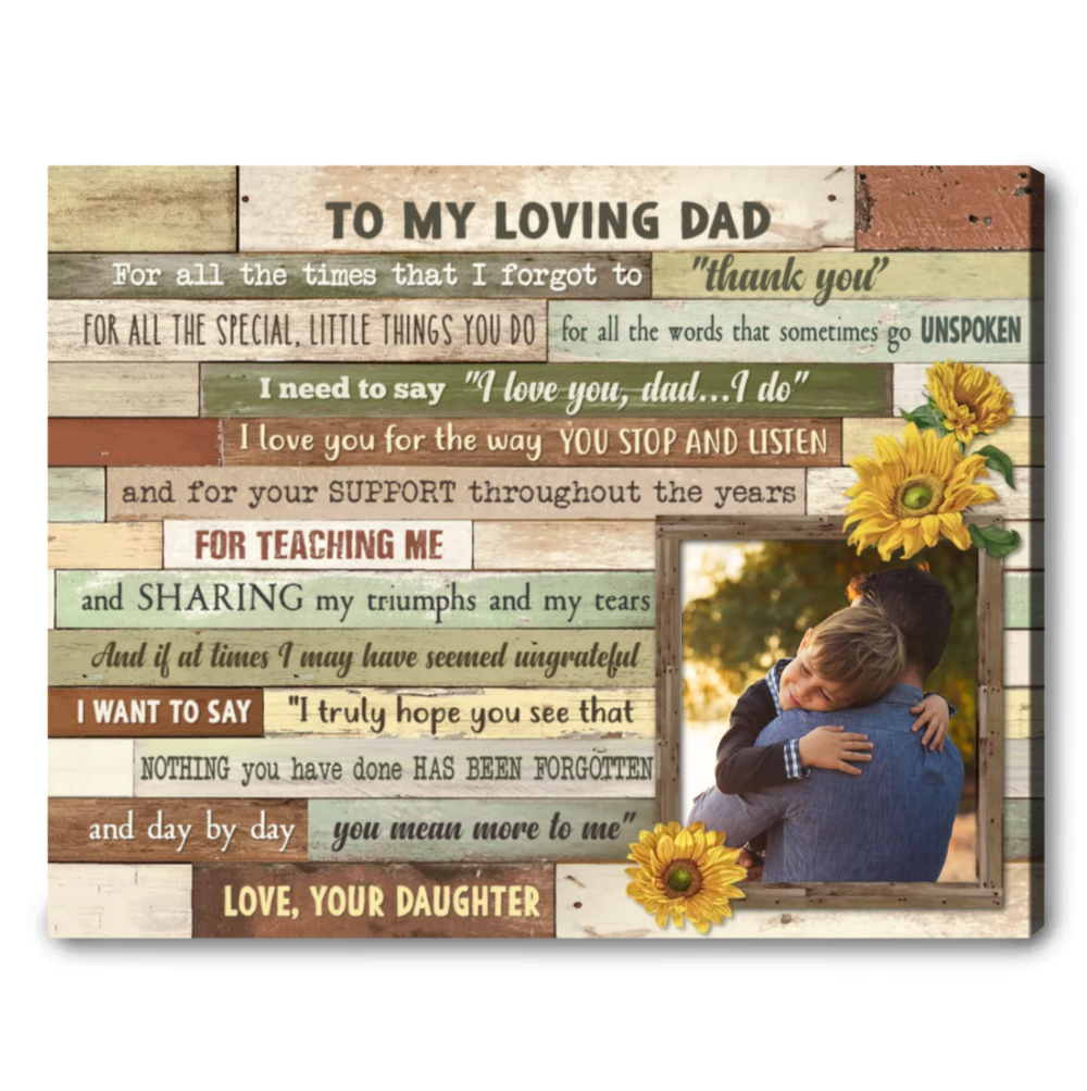 Custom Gift For Dad A Beautiful Letter To Father Canvas Wall Art Father Day Canvas From Daughter Son