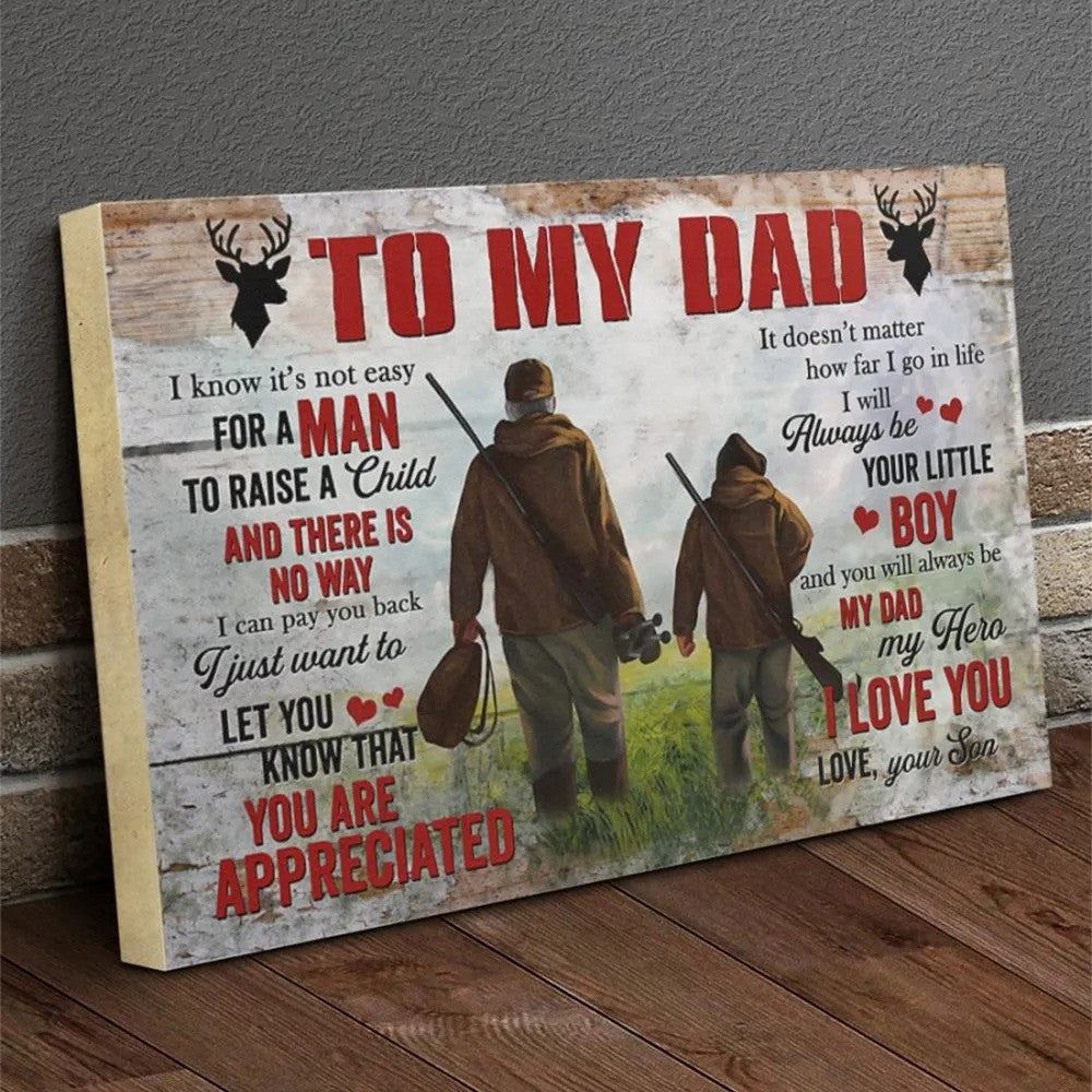 Custom Photo Hunting Father And Son Canvas Gift For Father From Son Living Room Wall Art For Dad