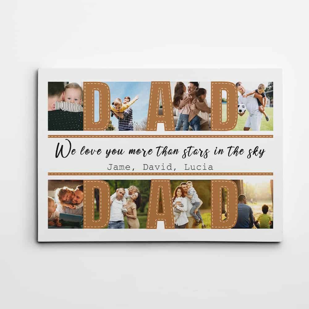 Customized Canvas For Dad Dad We Love You More Than Stars In The Sky Photo Collage Canvas Print