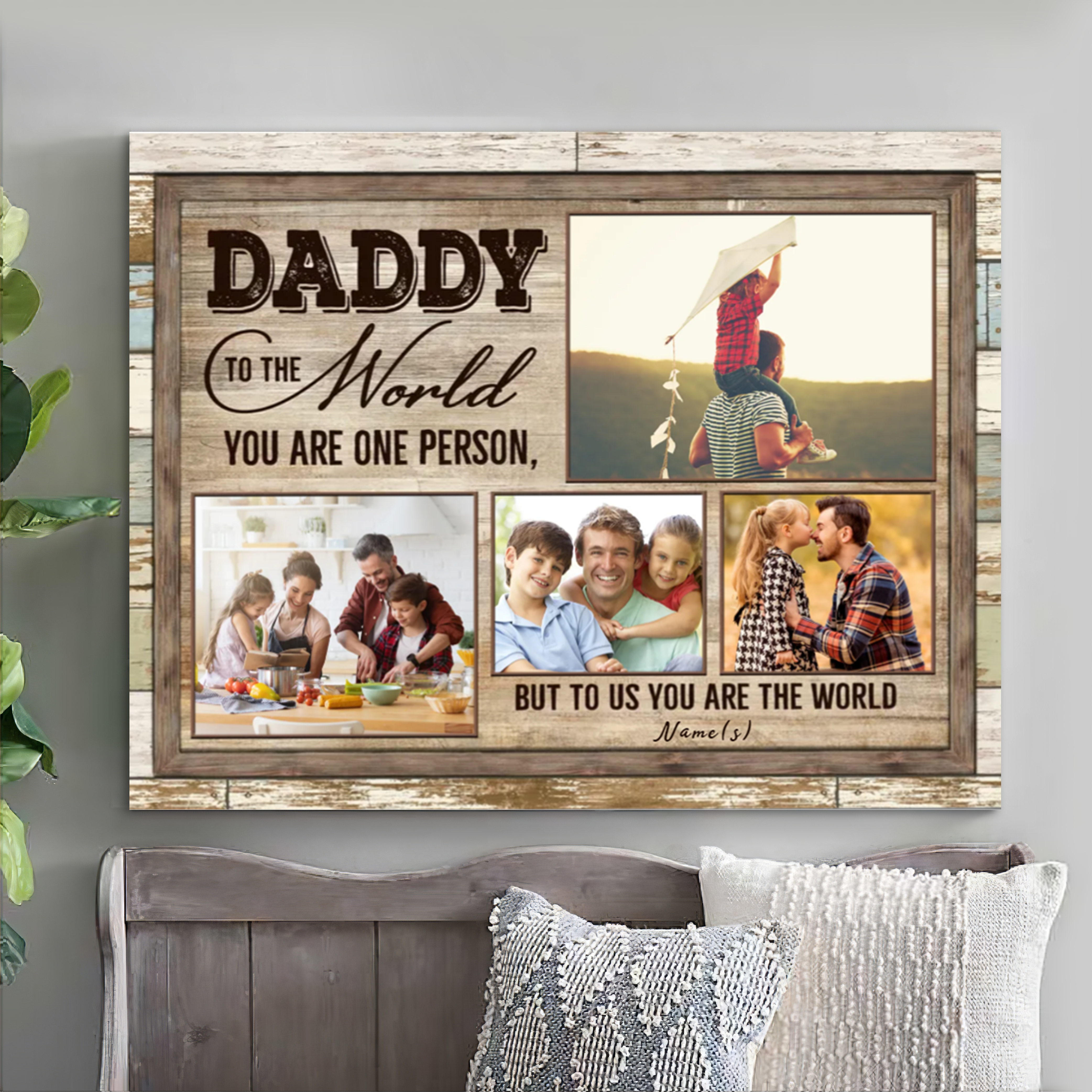 Customized Canvas Wall Art Fathers Day Dad Canvas Daddy To The World Canvas Fathers Day Canvas