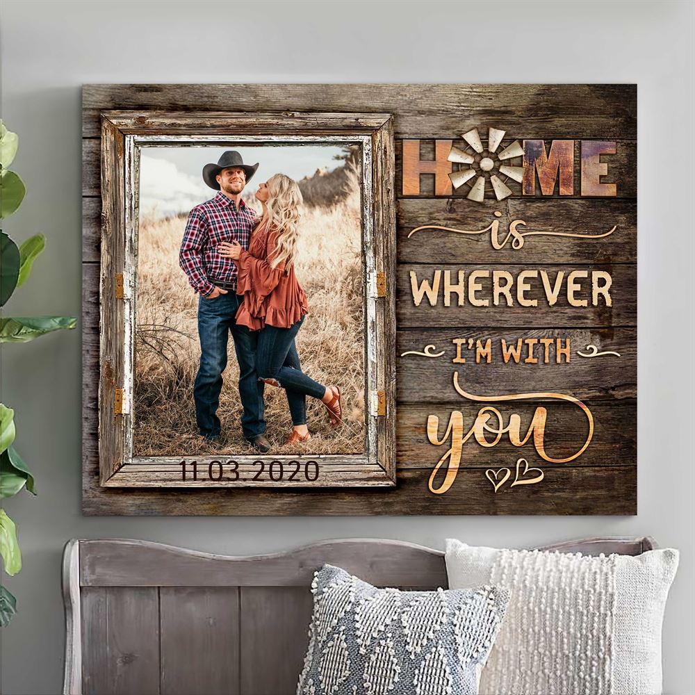 Customized Couple Canvas Through Rustic Window Best Gift For Valentine Or Anniversary