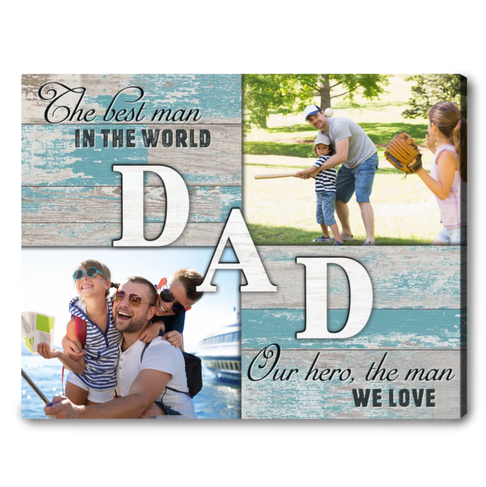 Customized Dad Canvas Gift To Husband On Fathers Day Our Hero The Man We Love Canvas Dads Gift