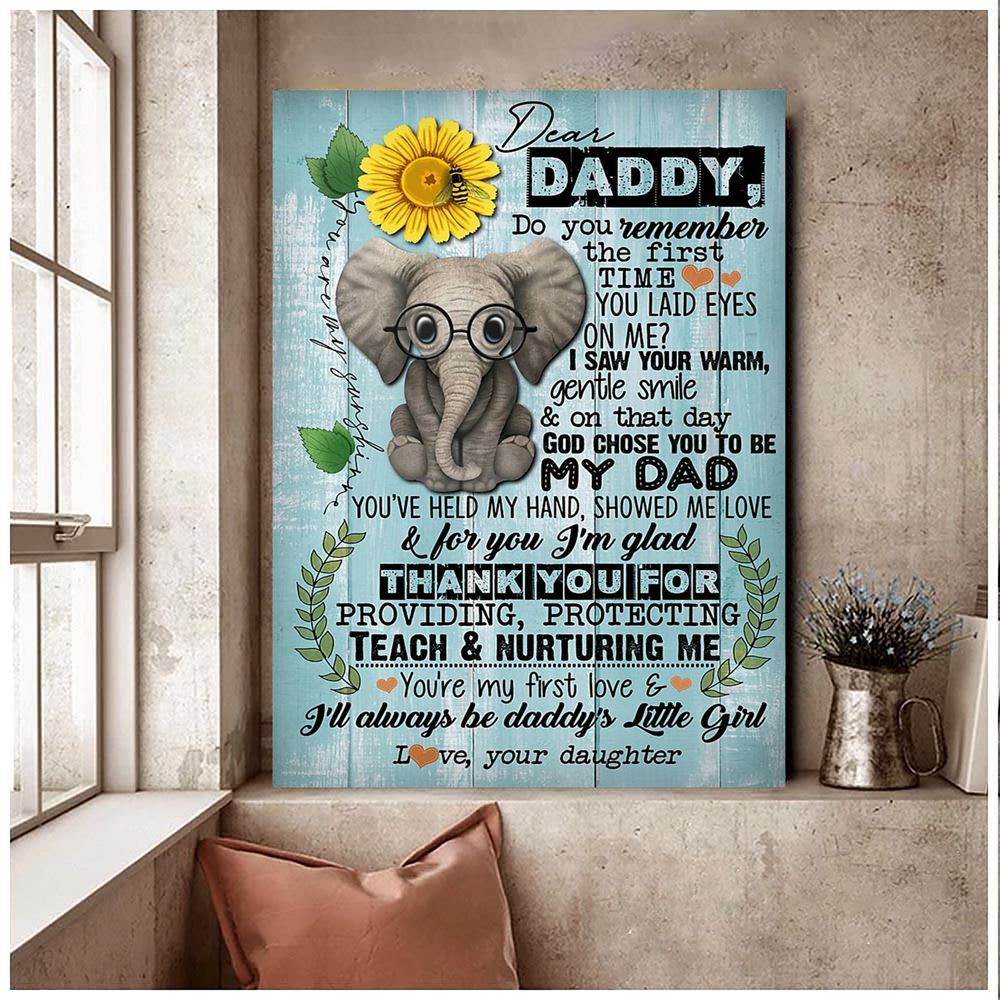 Customized Elephant Wall Art For Dad Father And Daughter Canvas