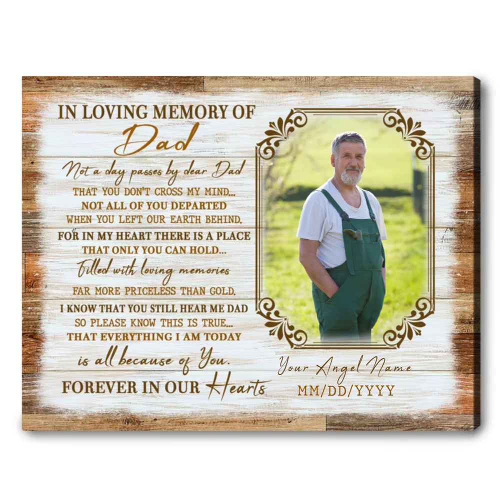 Customized Memorial Canvas Wall Art Loss Of Dad Remembrance Gifts For Loss Of Dad