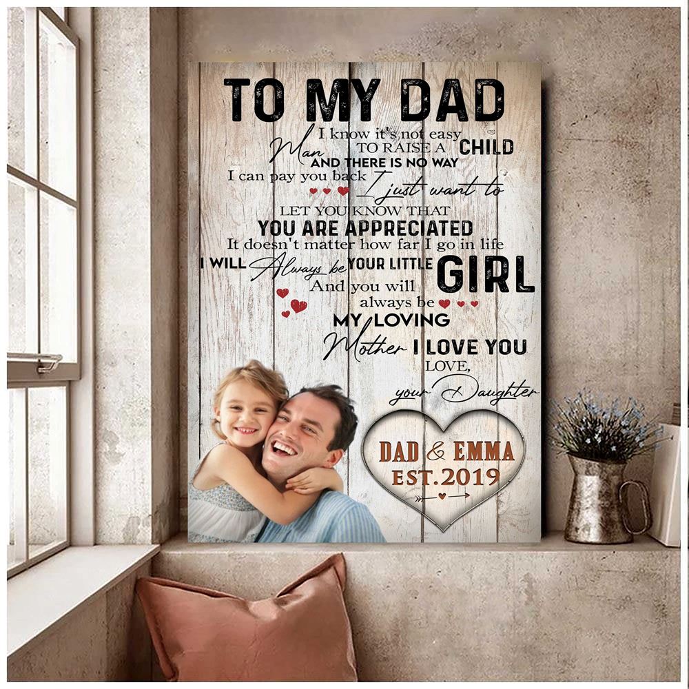 Customized Photo Father And Daughter Canvas Im Always Little Girl Gift From Daughter Wall Art