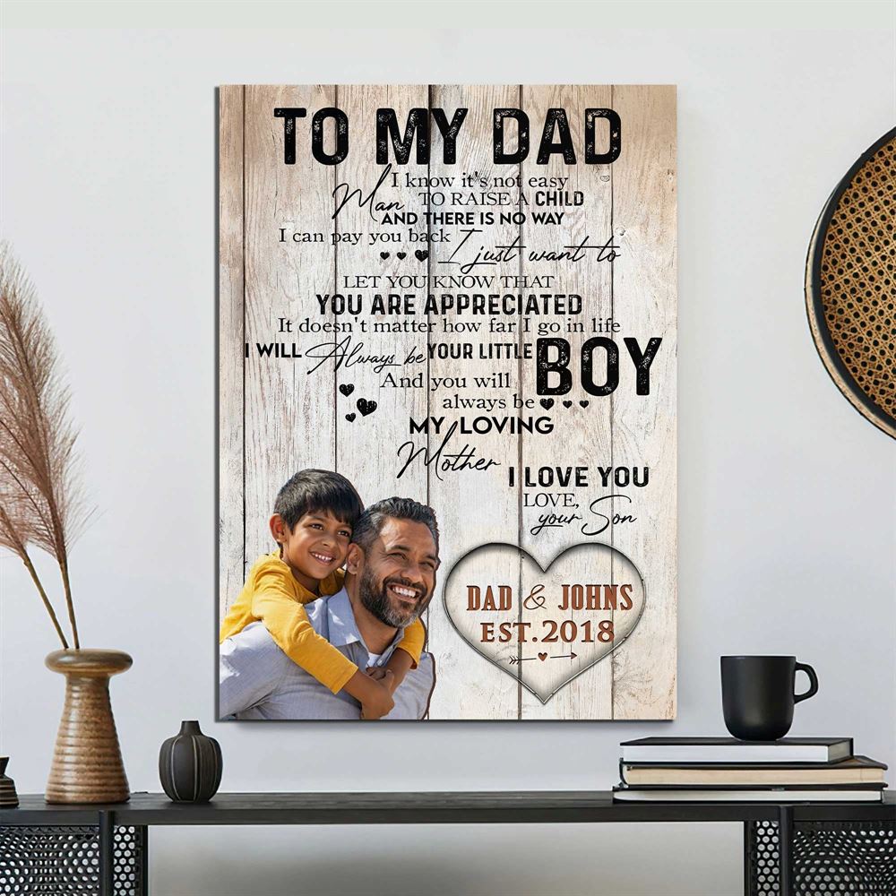 Customized Photo Father And Son Wall Art Im Always Little Boy Gift From Son Canvas