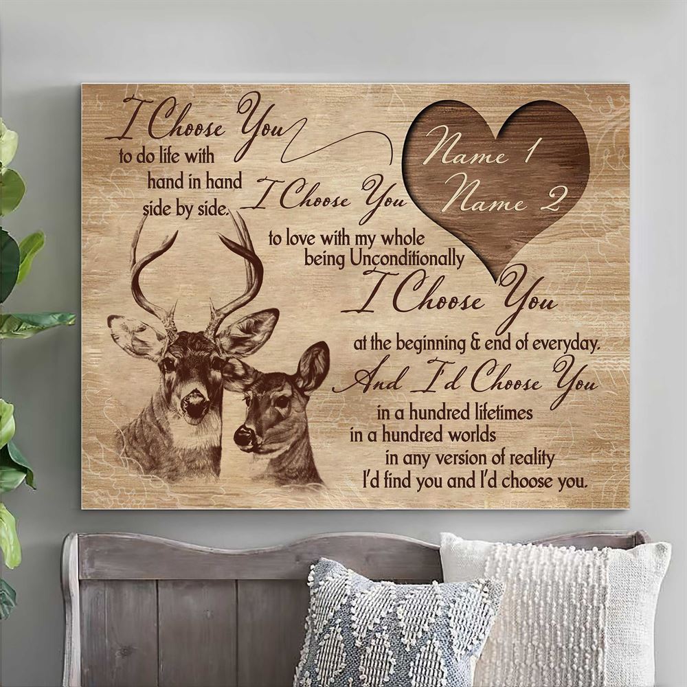 Deer Couple Wall Art The Day I Met You Wall Art Canvas Custom Name Gift For Wife Gift For Husband