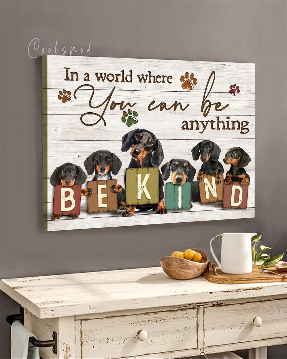 Dog Bekind Dachshund Wall Art Canvas