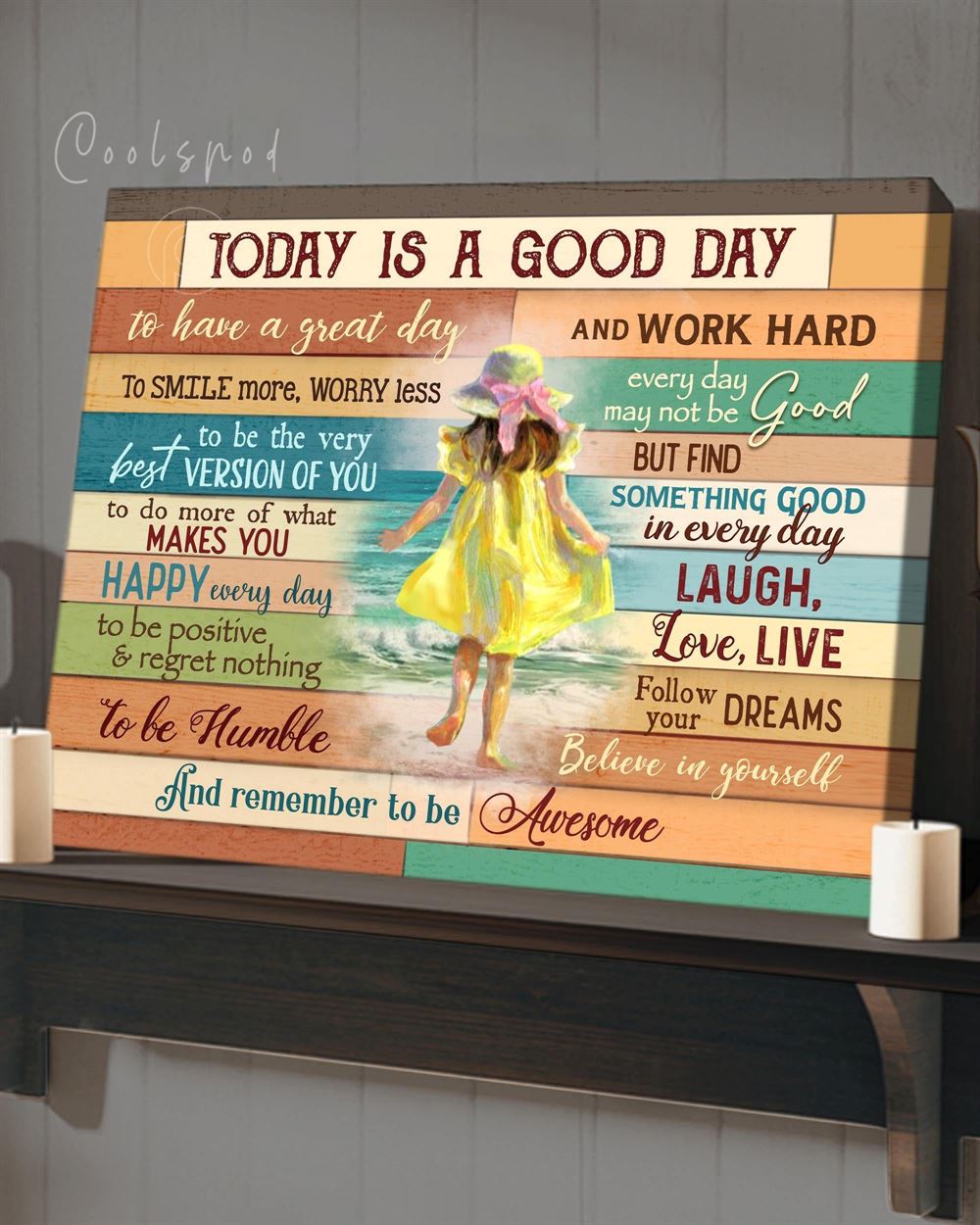 Family Hippie Today Is A Good Day Little Girl Wall Art Canvas